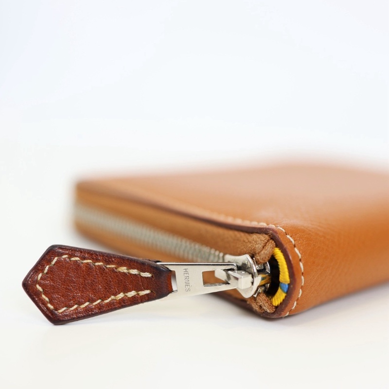 二手Hermes 絲巾短夾/金棕色-11