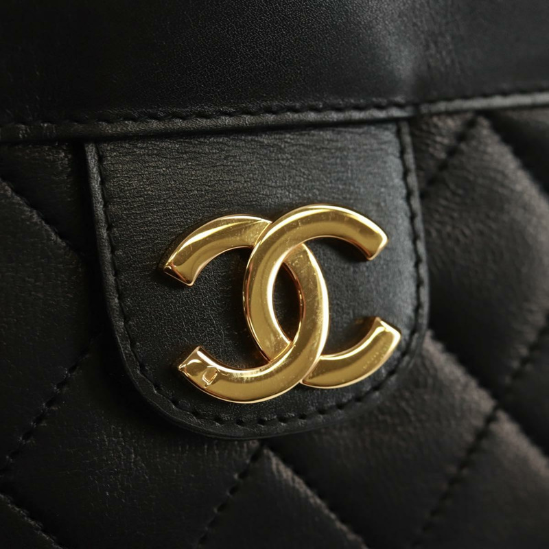 【日本直送】香奈兒 (CHANEL) Matelasse 羊皮手拿包,黑色,金色雙C標誌,貨號 162542AV-10