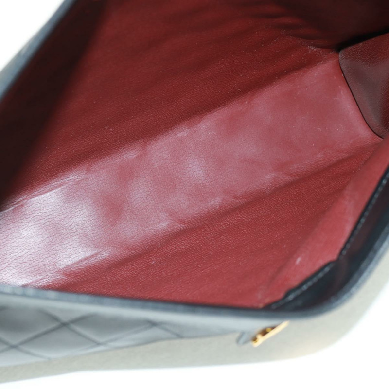 【日本直送】香奈兒 (CHANEL) Matelasse 羊皮手拿包,黑色,金色雙C標誌,貨號 162542AV-12