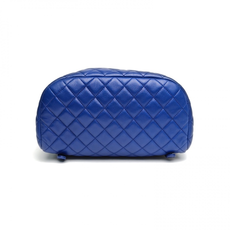 CHANEL 薩爾茨堡雙肩包大號藍色羊皮21開銀扣-3