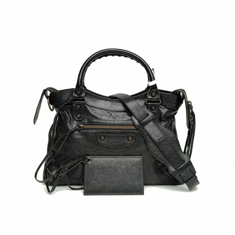 BALENCIAGA CLASSICCITY機車包小號黑色羊皮鎢鋼扣