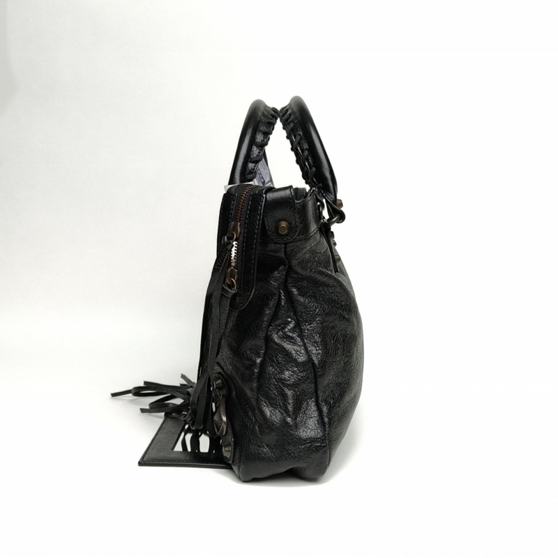BALENCIAGA CLASSICCITY機車包小號黑色羊皮鎢鋼扣-1