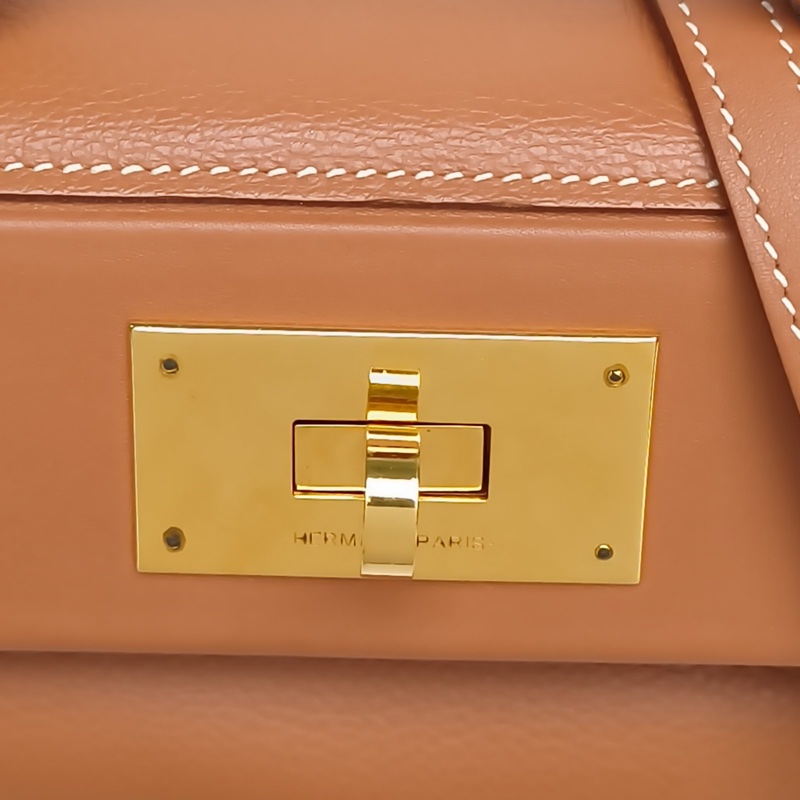 HERMES 2424Mini21金棕色EC皮Y刻金扣-4