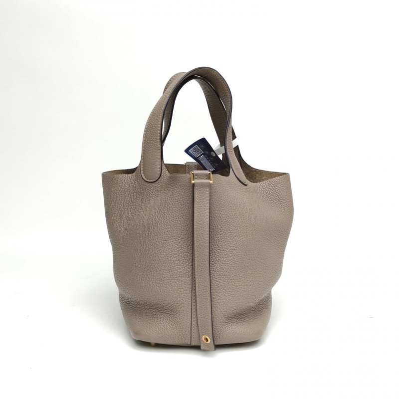 HERMES Picotin菜籃子18銀河灰TC皮D刻金扣-1