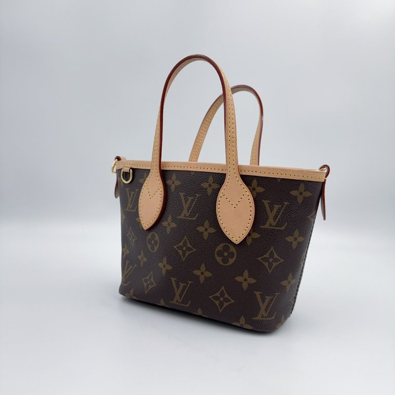 LV原花拼奶茶色背帶NEVERFULL BB側背包M46705-6