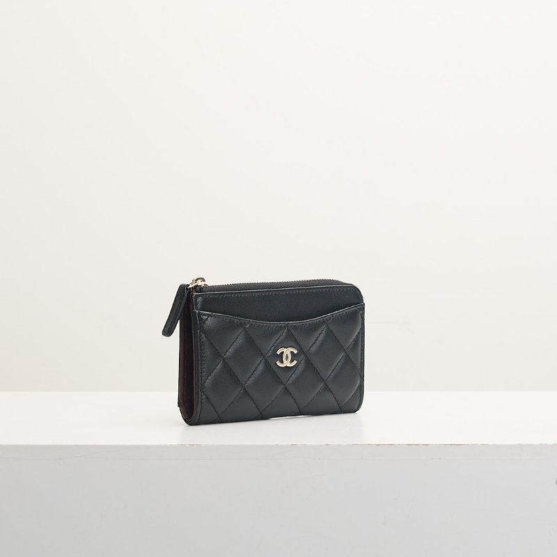 Chanel L型拉鍊卡包/黑金羊-1