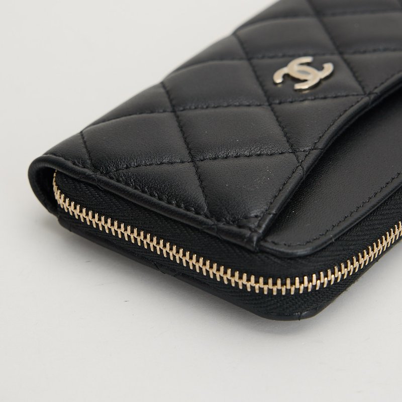 Chanel L型拉鍊卡包/黑金羊-8