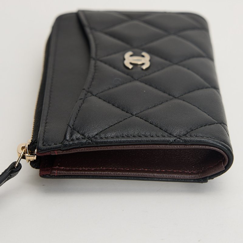 Chanel L型拉鍊卡包/黑金羊-9