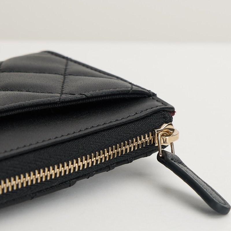 Chanel L型拉鍊卡包/黑金羊-11