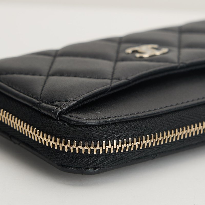 Chanel L型拉鍊卡包/黑金羊-12