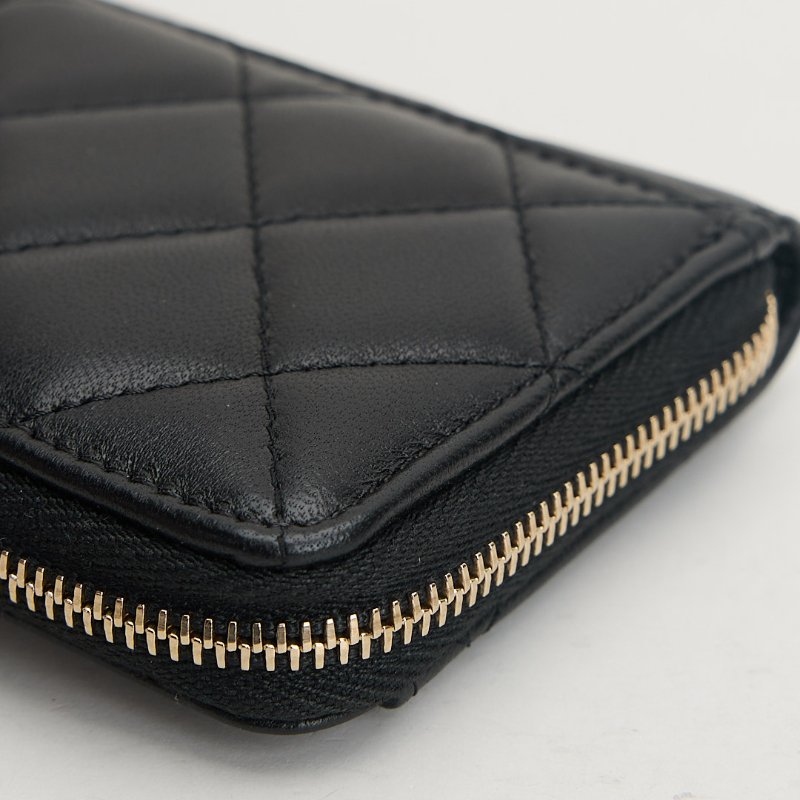 Chanel L型拉鍊卡包/黑金羊-14