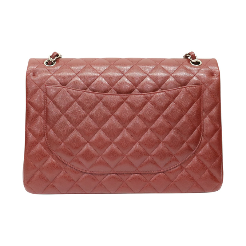 紅色 菱格紋 荔枝牛皮 CoCo 34 鍊帶肩背包 銀釦【CHANEL 香奈兒】 A58601-1