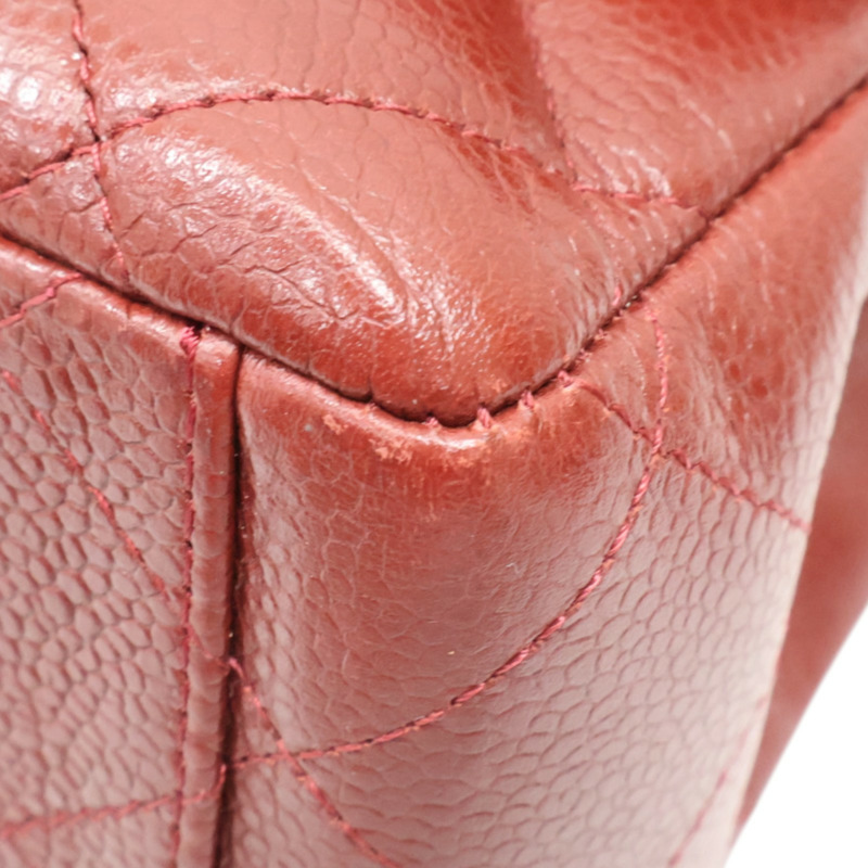 紅色 菱格紋 荔枝牛皮 CoCo 34 鍊帶肩背包 銀釦【CHANEL 香奈兒】 A58601-11