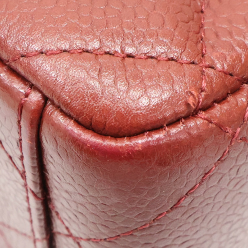 紅色 菱格紋 荔枝牛皮 CoCo 34 鍊帶肩背包 銀釦【CHANEL 香奈兒】 A58601-13