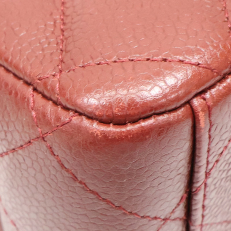 紅色 菱格紋 荔枝牛皮 CoCo 34 鍊帶肩背包 銀釦【CHANEL 香奈兒】 A58601-14