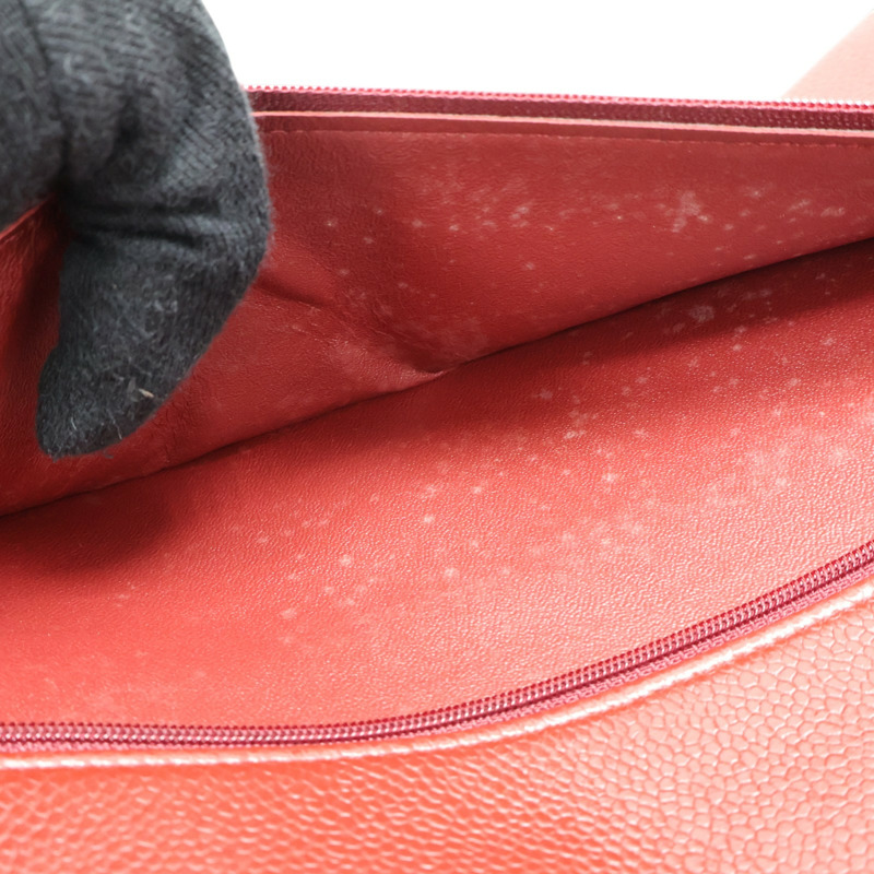 紅色 菱格紋 荔枝牛皮 CoCo 34 鍊帶肩背包 銀釦【CHANEL 香奈兒】 A58601-16