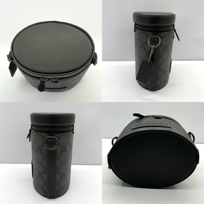 COACH 蔻馳 黑色PVC帆布SIGNATURE斜背包 C9843-3