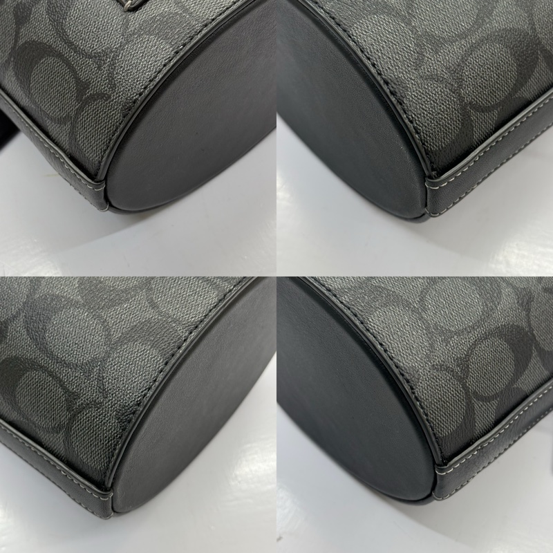 COACH 蔻馳 黑色PVC帆布SIGNATURE斜背包 C9843-4