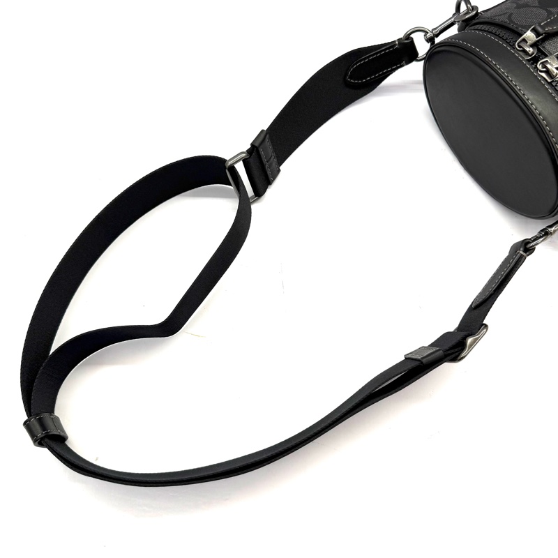 COACH 蔻馳 黑色PVC帆布SIGNATURE斜背包 C9843-5