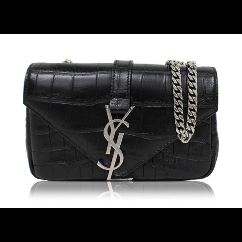 YSL Saint Laurent Paris 鱷魚壓紋皮革Baby Monogram 鏈帶包-1