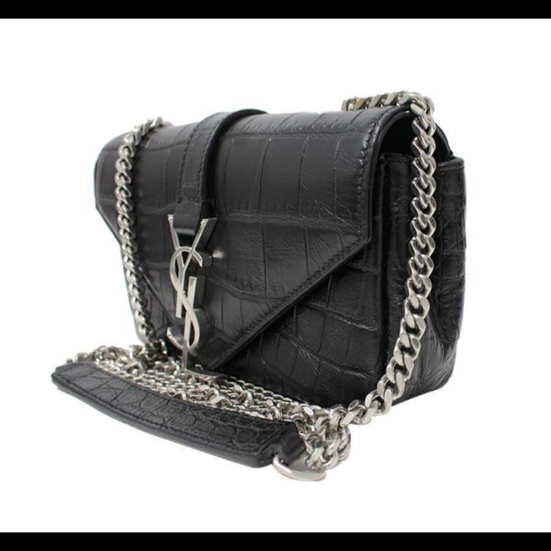 YSL Saint Laurent Paris 鱷魚壓紋皮革Baby Monogram 鏈帶包-3