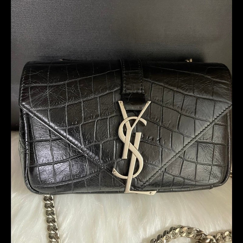 YSL Saint Laurent Paris 鱷魚壓紋皮革Baby Monogram 鏈帶包-5