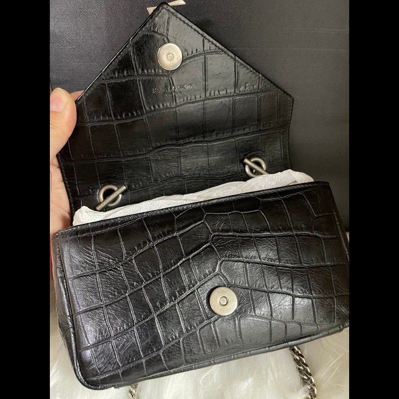 YSL Saint Laurent Paris 鱷魚壓紋皮革Baby Monogram 鏈帶包-7