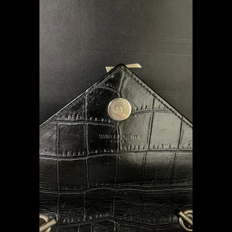 YSL Saint Laurent Paris 鱷魚壓紋皮革Baby Monogram 鏈帶包-8