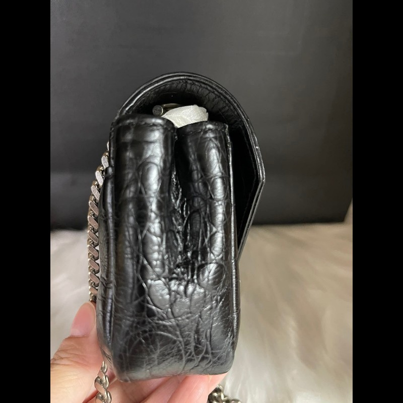 YSL Saint Laurent Paris 鱷魚壓紋皮革Baby Monogram 鏈帶包-12