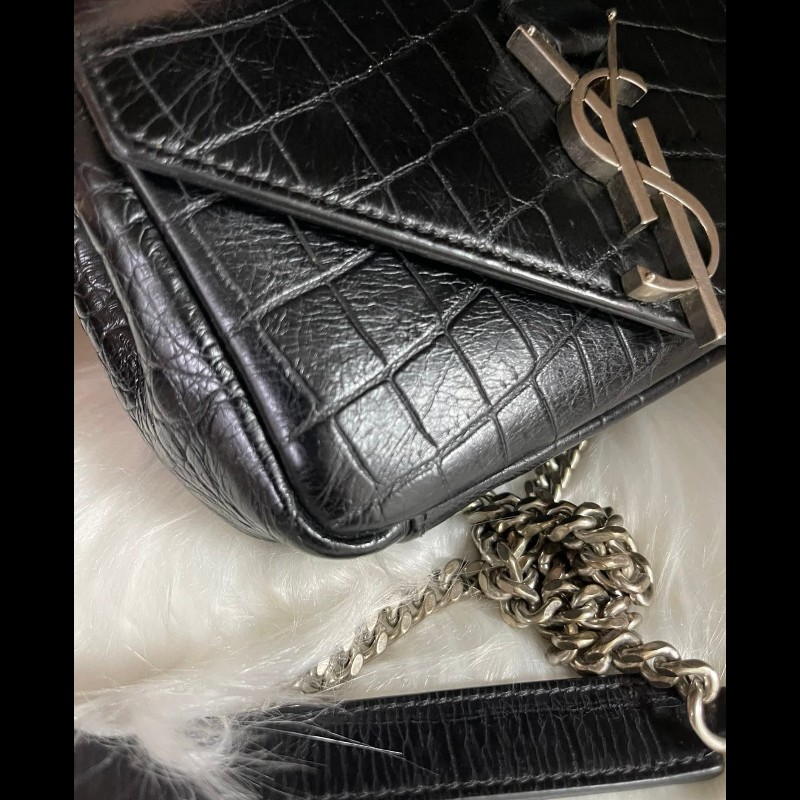 YSL Saint Laurent Paris 鱷魚壓紋皮革Baby Monogram 鏈帶包-15