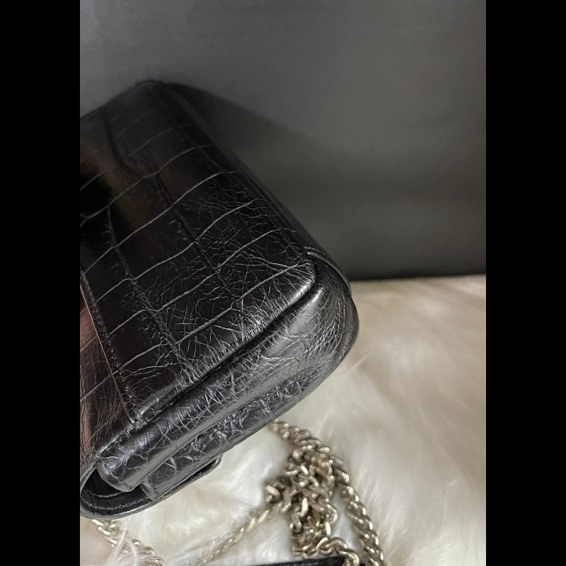 YSL Saint Laurent Paris 鱷魚壓紋皮革Baby Monogram 鏈帶包-16