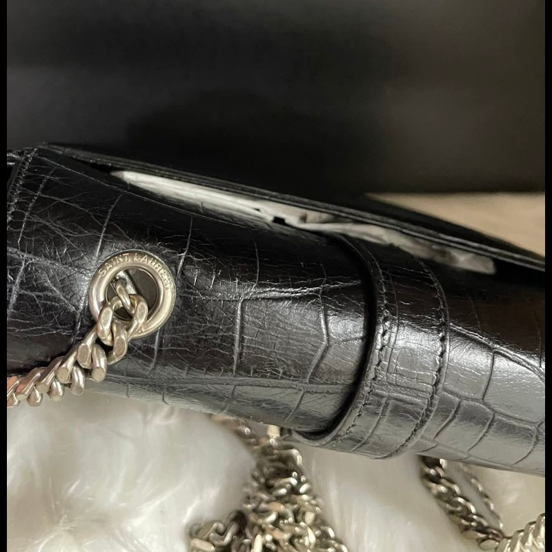 YSL Saint Laurent Paris 鱷魚壓紋皮革Baby Monogram 鏈帶包-22