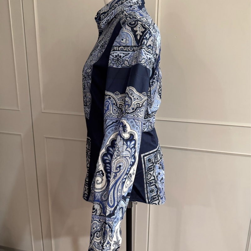 《新歡舊愛》閒置近新ETRO深藍色變形蟲花樣襯衫適合SM-5