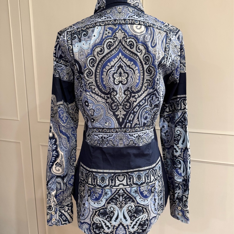 《新歡舊愛》閒置近新ETRO深藍色變形蟲花樣襯衫適合SM-6
