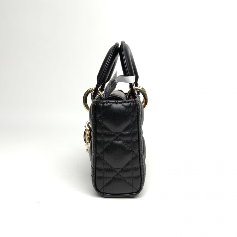 DIOR LadyD-Joy橫版戴妃包小號黑色羊皮金扣2023-1