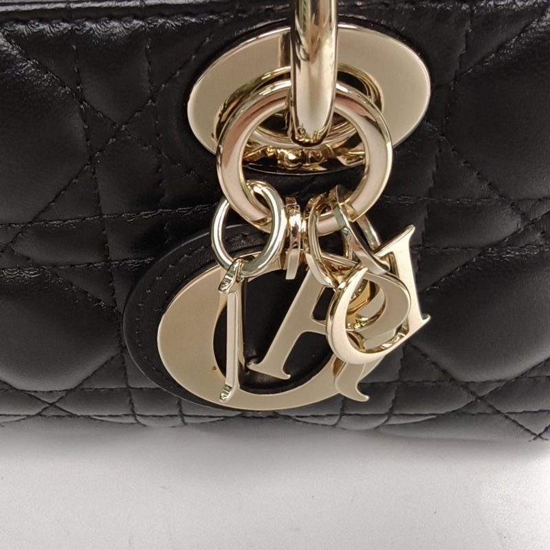 DIOR LadyD-Joy橫版戴妃包小號黑色羊皮金扣2023-4