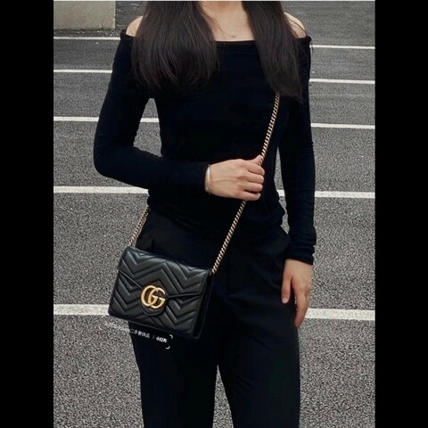 Gucci 古馳 GG Marmont 鏈條包 Woc