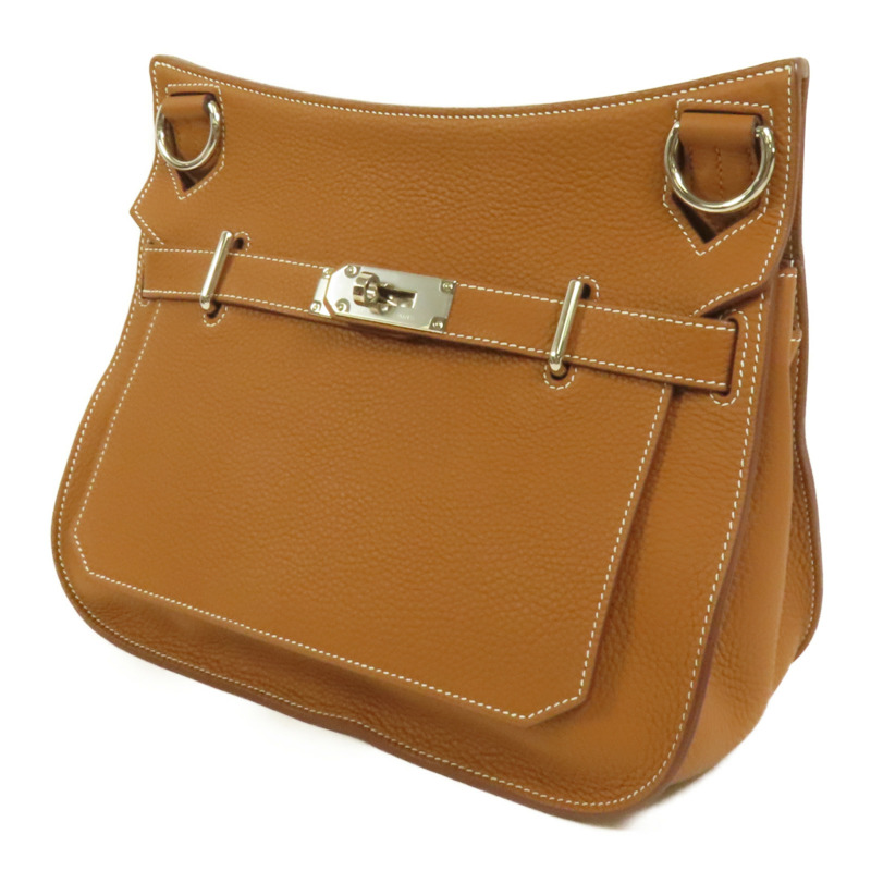 HERMES Clemence皮革Jypsiere 31銀扣肩背袋Gold-2