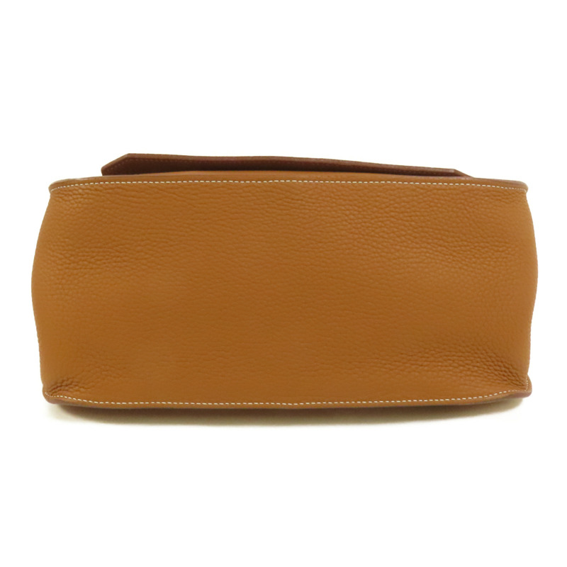 HERMES Clemence皮革Jypsiere 31銀扣肩背袋Gold-3