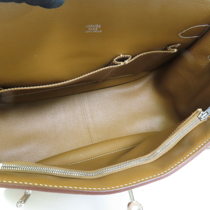 HERMES Clemence皮革Jypsiere 31銀扣肩背袋Gold-4
