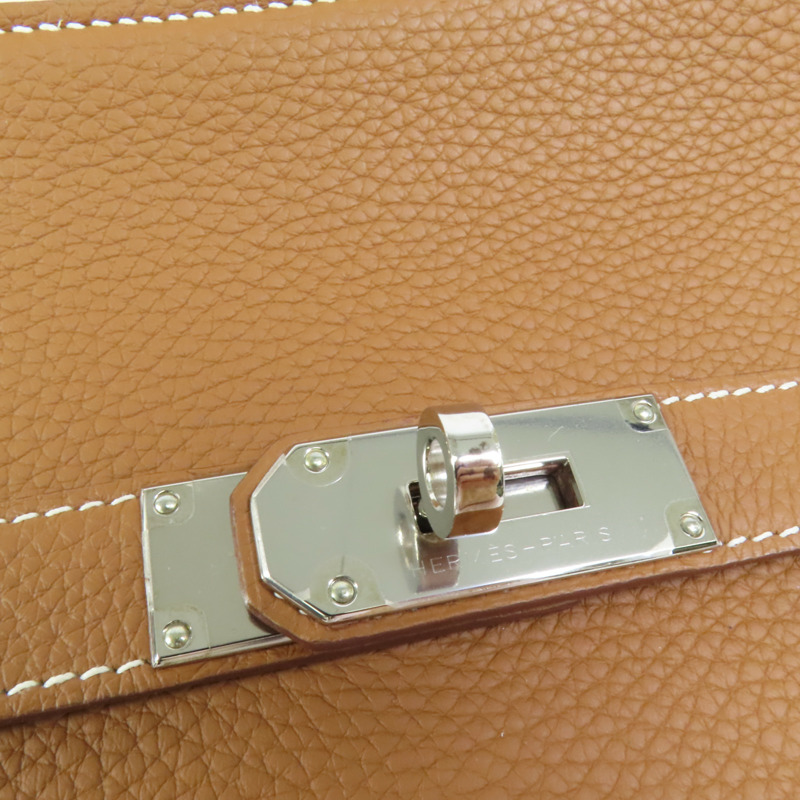 HERMES Clemence皮革Jypsiere 31銀扣肩背袋Gold-7