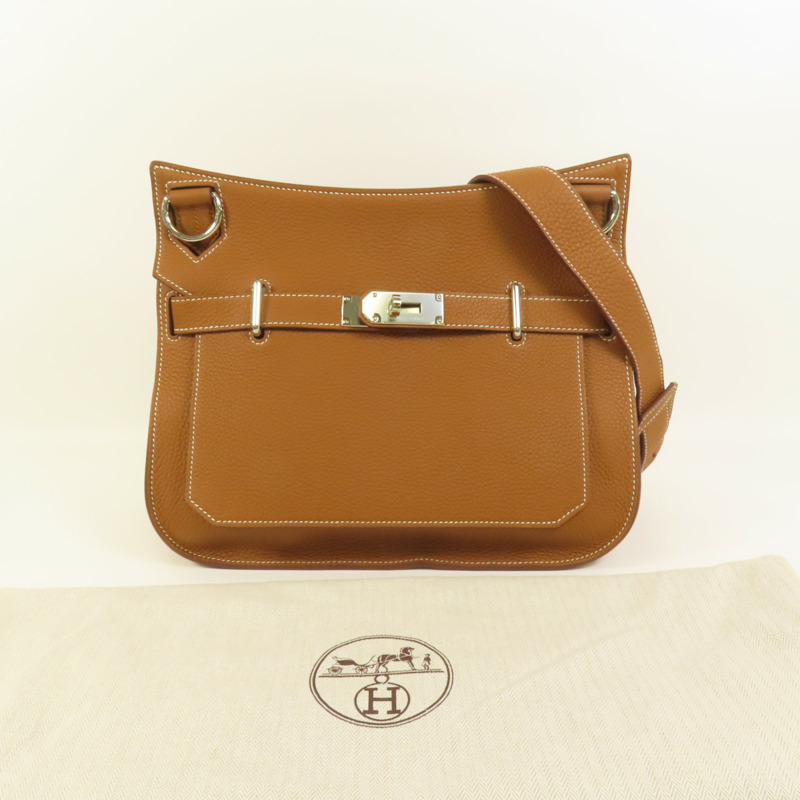 HERMES Clemence皮革Jypsiere 31銀扣肩背袋Gold-10