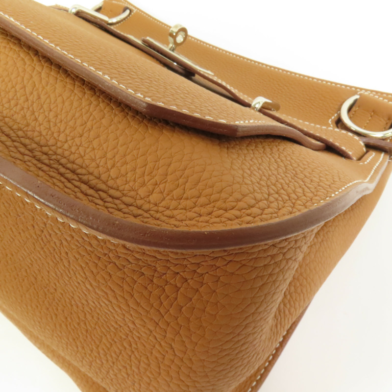 HERMES Clemence皮革Jypsiere 31銀扣肩背袋Gold-11