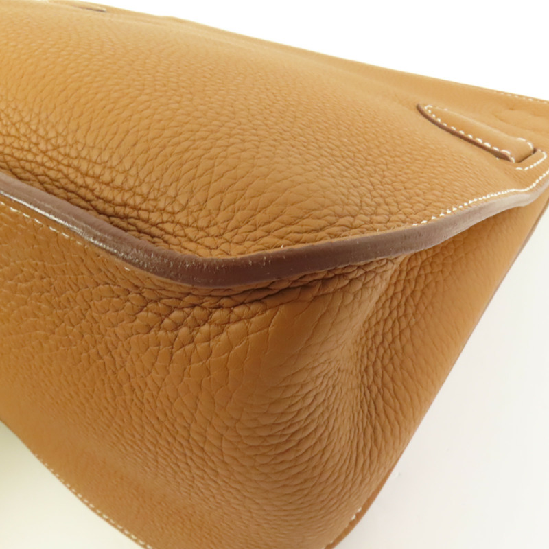 HERMES Clemence皮革Jypsiere 31銀扣肩背袋Gold-14