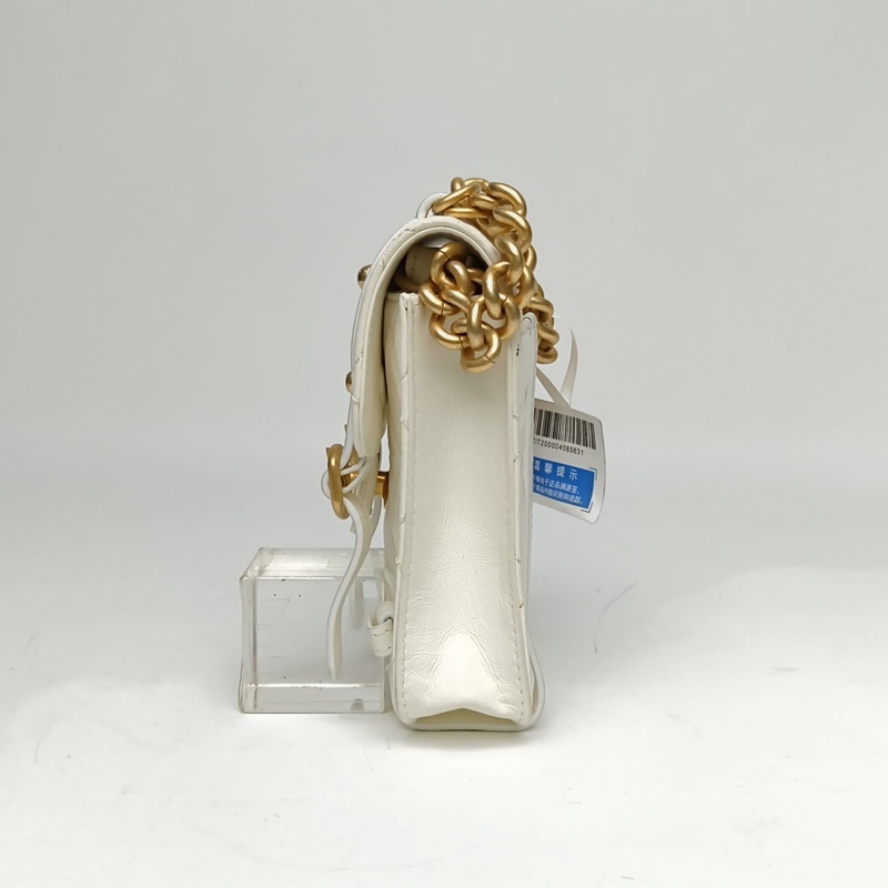 CHANEL CF季節款21秋冬豎版劍橋包白色牛皮晶片開金扣-1