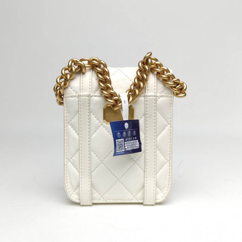 CHANEL CF季節款21秋冬豎版劍橋包白色牛皮晶片開金扣-2