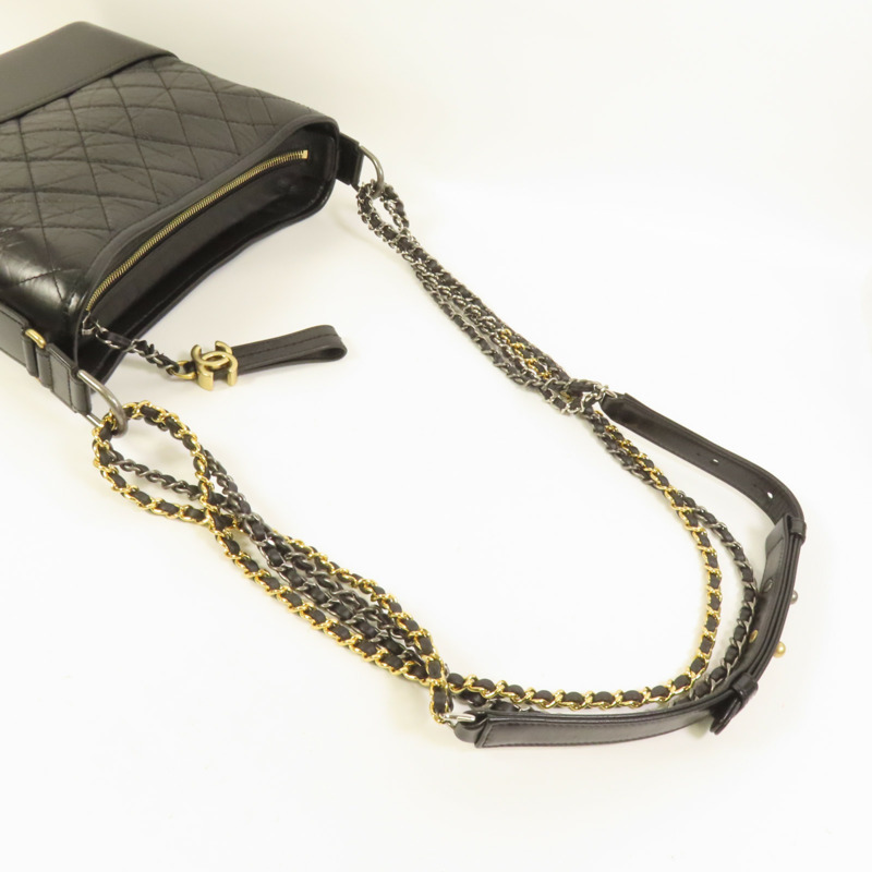 CHANEL 牛皮皮革Gabrielle Medium鏈帶肩背袋-5
