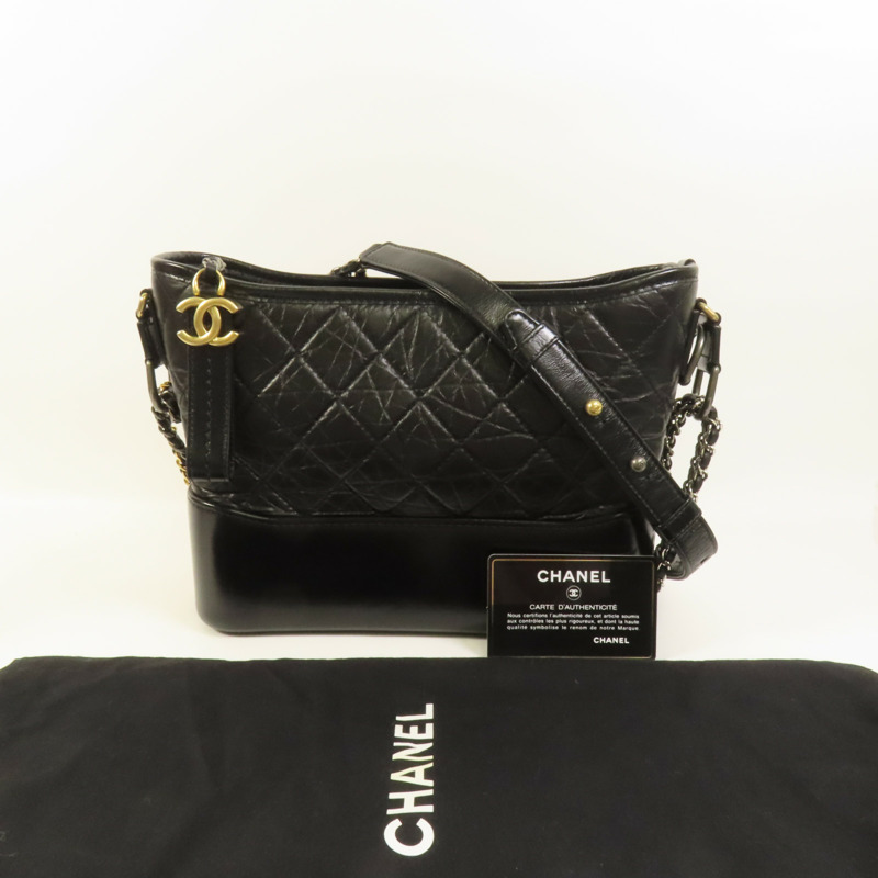 CHANEL 牛皮皮革Gabrielle Medium鏈帶肩背袋-10