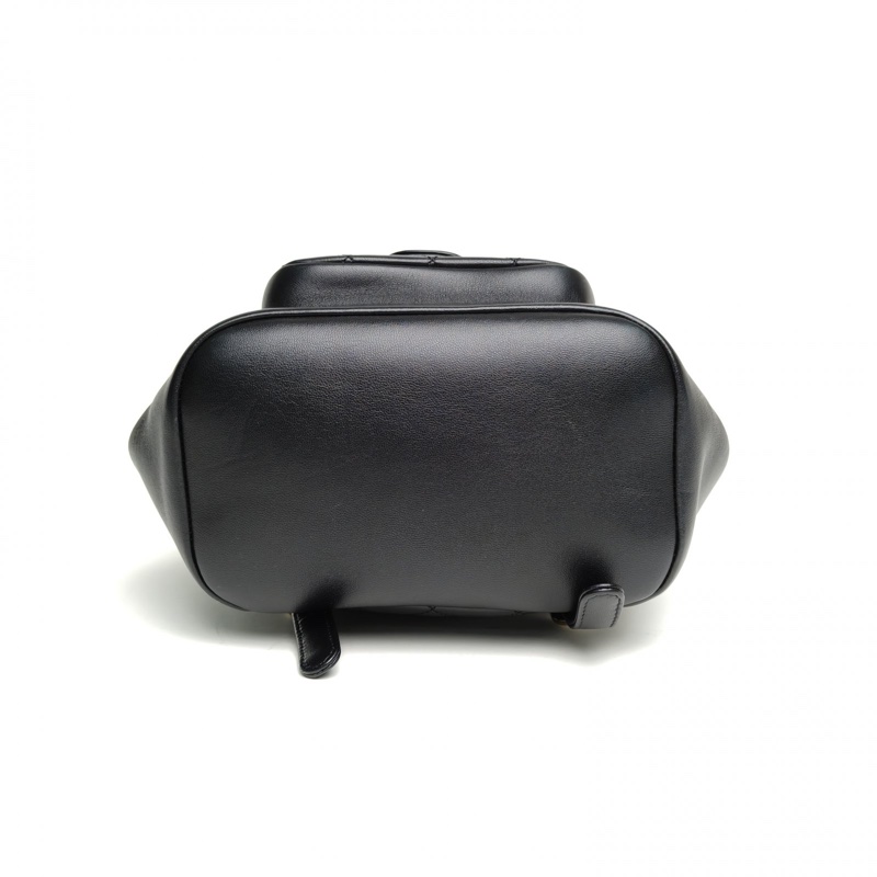 CHANEL Duma抽繩口蓋雙肩包單口袋小號黑色羊皮晶片金扣22A-3