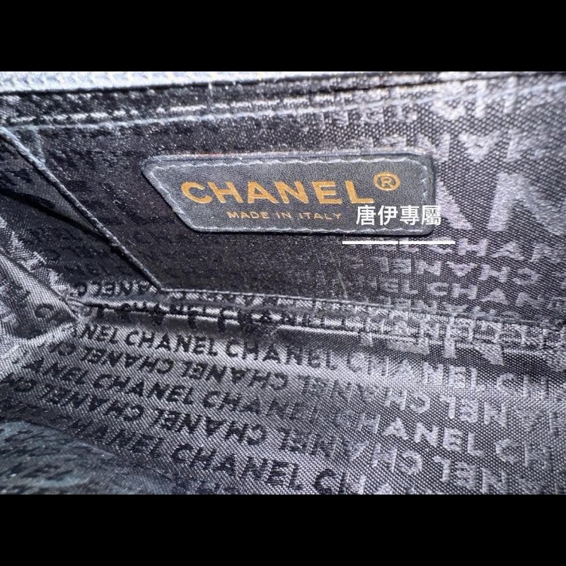 Chanel Vintage山茶花黑色緞面冰格CF-16